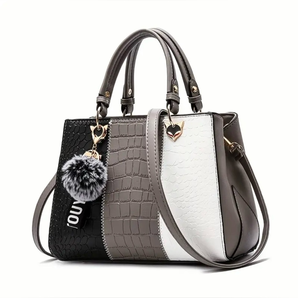 Chic Black and White Satchel Purse